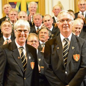 Jon Pender first tenor and John Matthews were awarded 40 year long service badges by president  Rev Julyan Drew at the Summer festival 2015