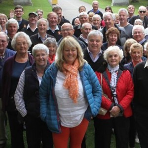 A group of choir members and supporters taken at Chatsworth house before a choir performance at lunchtime.